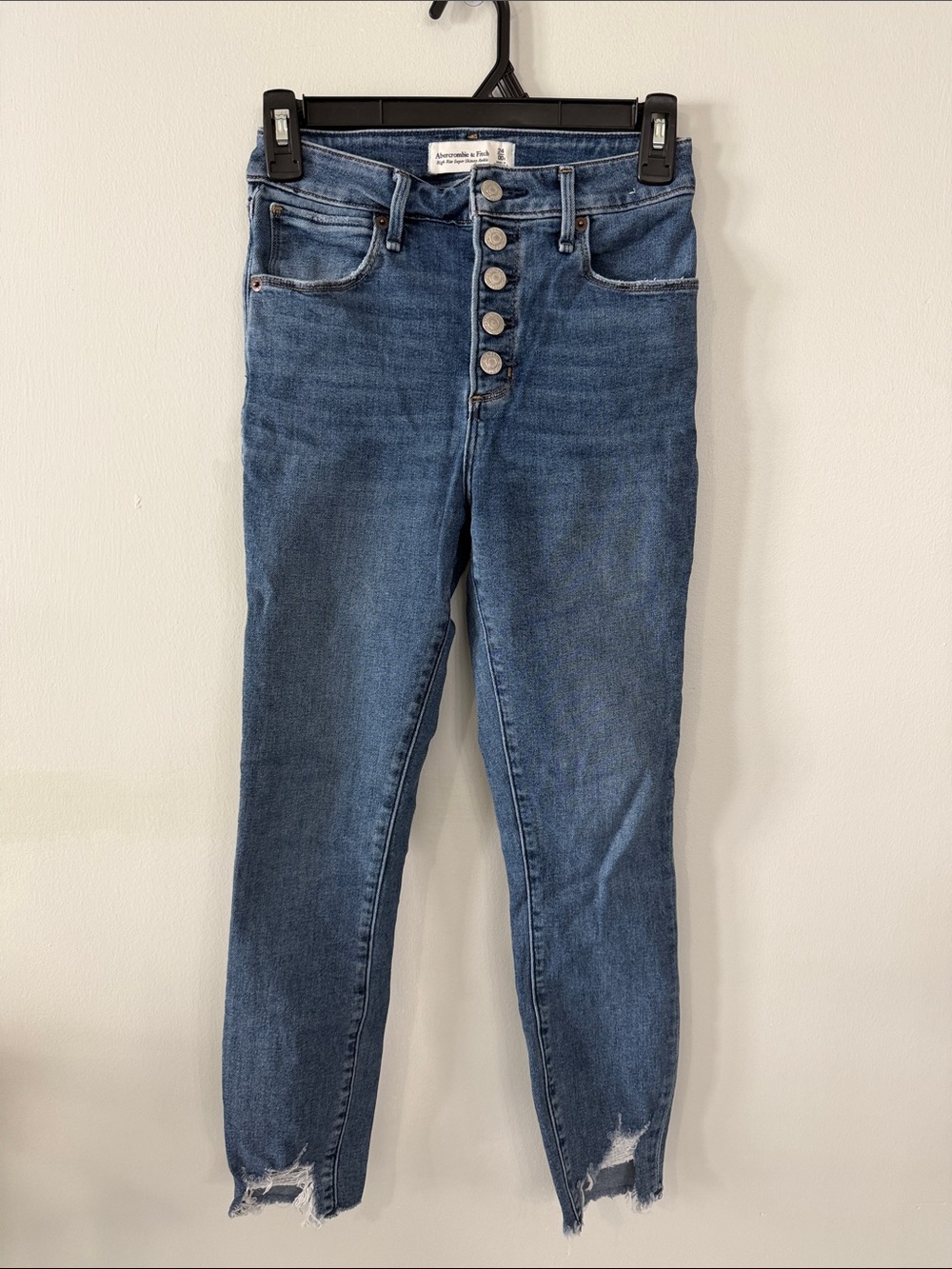 Abercrombie & Fitch High-Rise Button-Fly Jeans - Medium Blue
